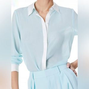 🛍️ Alice + Olivia Women Top |Placket Top Julep/Off White